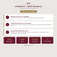 E4E Vitamina D3 Sport Drops | 1000 UI por gota en aceite MCT de coco