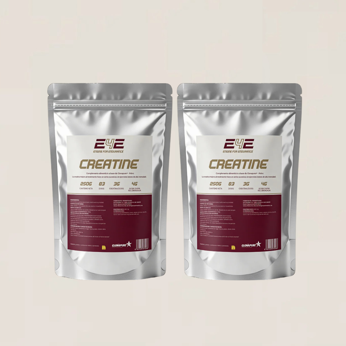Pack Creatina · 2× Creatine CLONAPURE® 250 g (500 g)