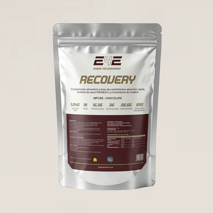 E4E Recovery Pro 3-en-1 | Proteína MPC85 + Creatina + Hidratos | 1 kg — 18 dosis