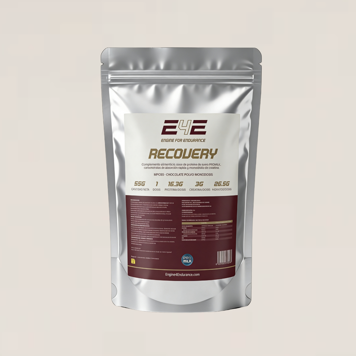 E4E Recovery Pro 3-en-1 | Proteína MPC85 + Creatina + Hidratos | Monodosis 55